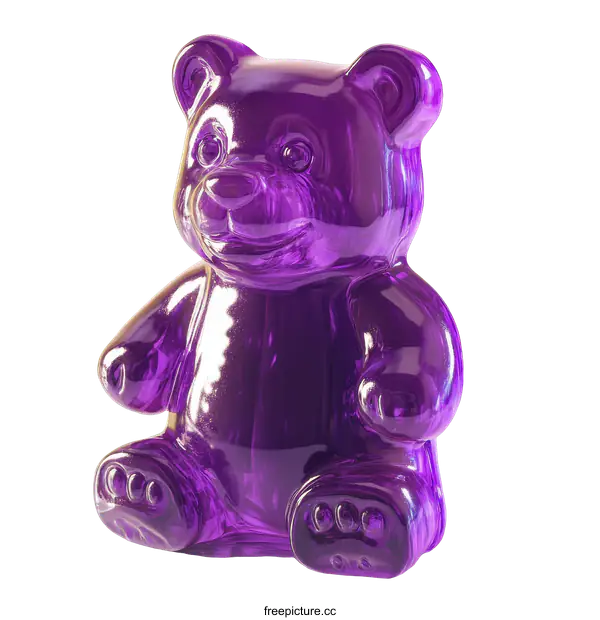 [Transparent Background PNG]Purple Glass Teddy Bear Figurine