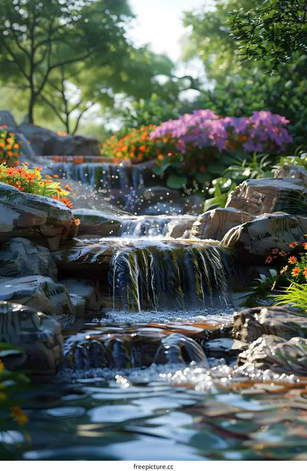 Waterfall in a Chinese garden
