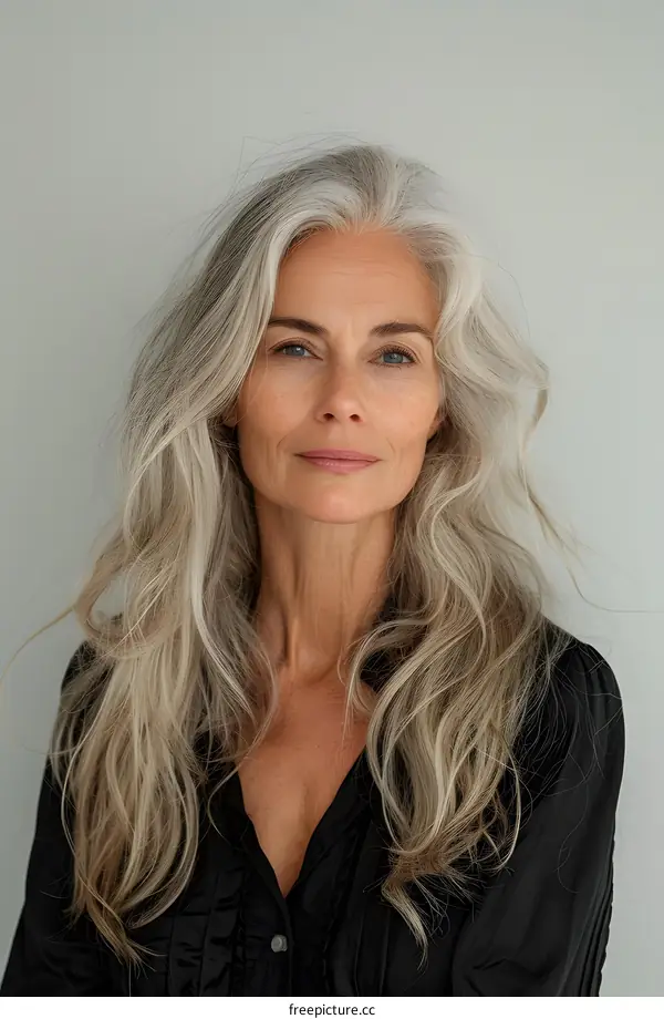 Portrait of a Mature Woman with Gray Hair
