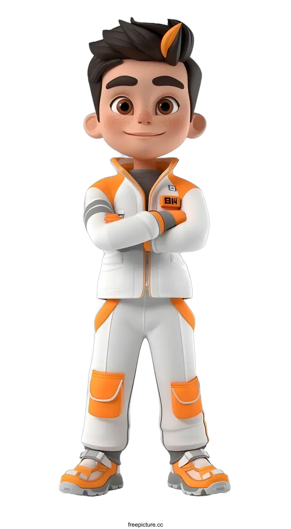 [Transparent Background PNG]Cartoon character of a boy in a tracksuit