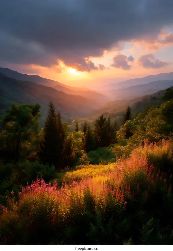 Stunning Mountain Sunset Landscape