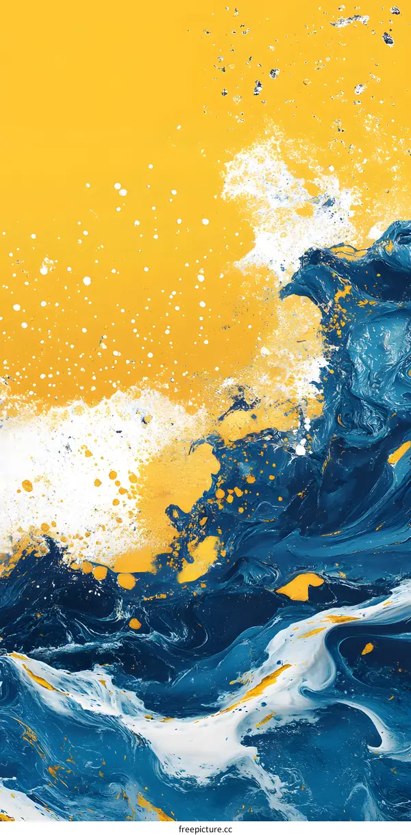 Abstract Blue and Yellow Watercolor Painting