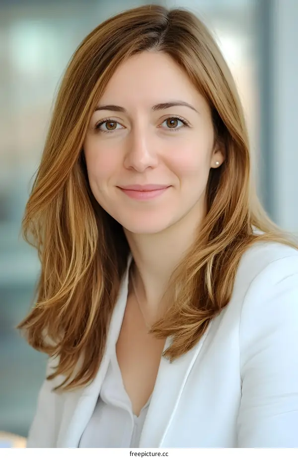 Portrait of a Smiling Woman with Blonde Hair