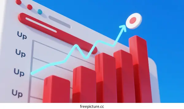 Business Data Growth Bar Chart with Increasing Trend Arrow