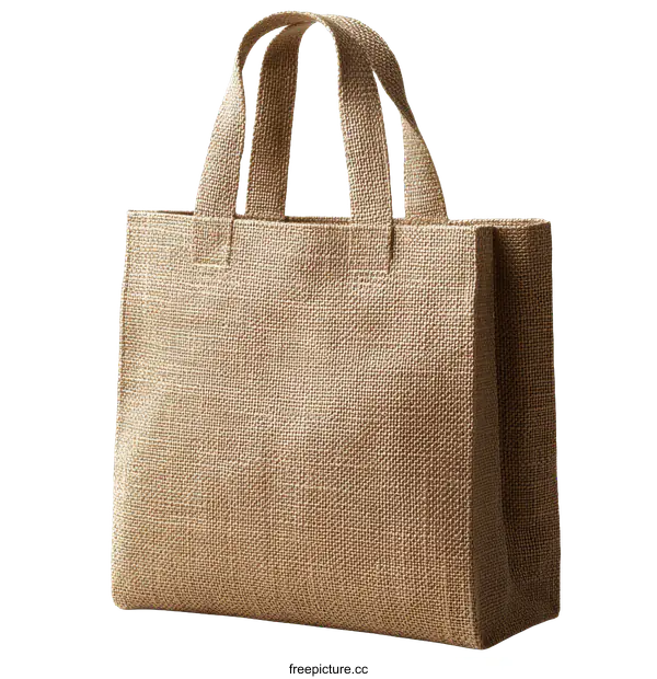 [Transparent Background PNG]Beige Jute Tote Bag Design