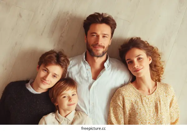 Happy Family Lying on the Floor