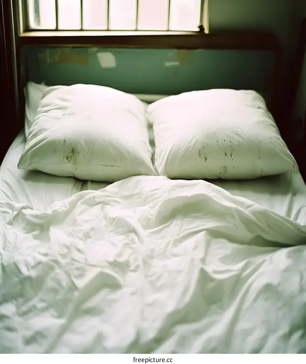 White Bed Sheets and Pillows in a Messy Bedroom