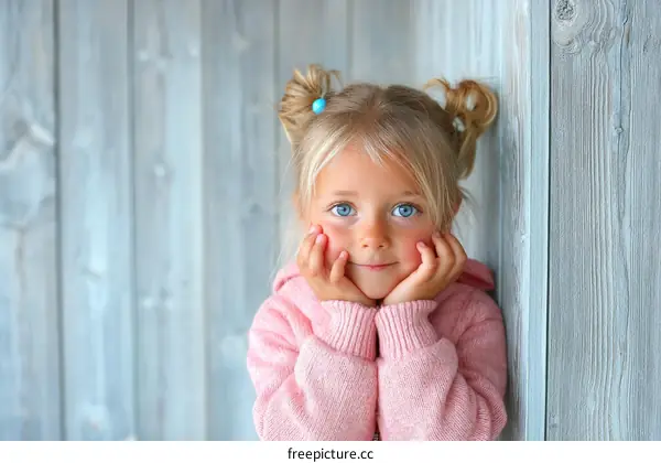 Cute Little Girl in Pink Sweater