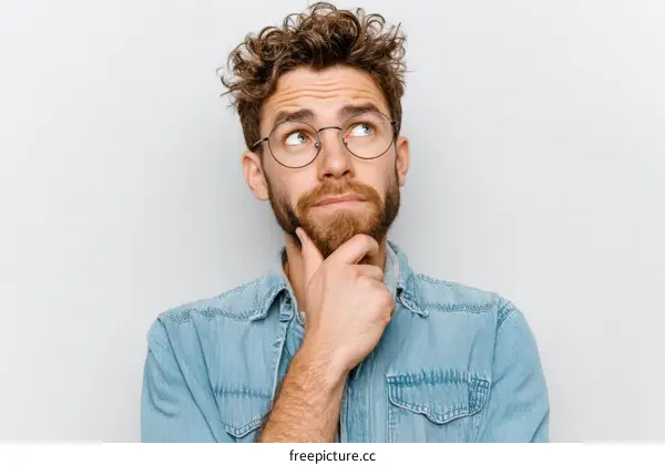 Caucasian Man Thinking Portrait