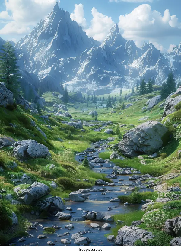 Majestic Mountain Valley with Flowing River