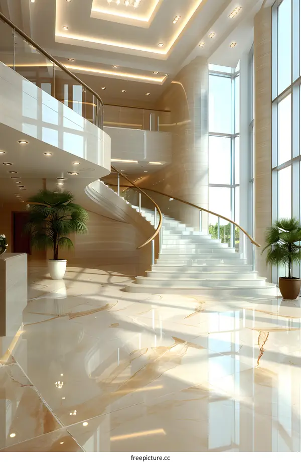 Modern White Marble Staircase Design
