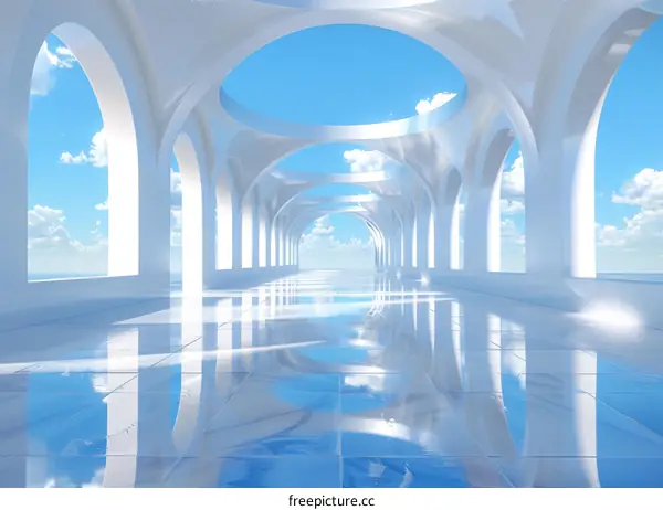 Futuristic White Marble Corridor