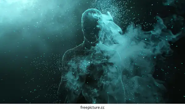 Abstract Human Figure Made Of Smoke And Light