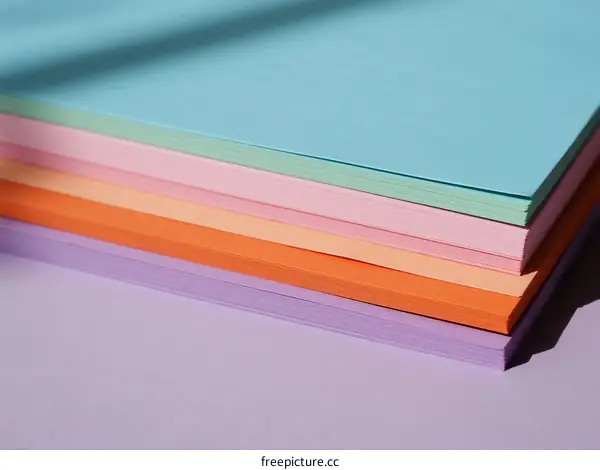 Stack of Colorful Paper Sheets in Soft Pastel Hues