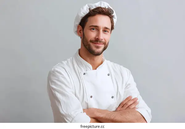 Chef Portrait Against a Light Gray Background