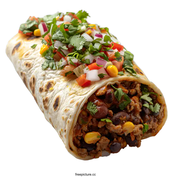 [Transparent Background PNG]Delicious Burrito Filled with Meat and Vegetables