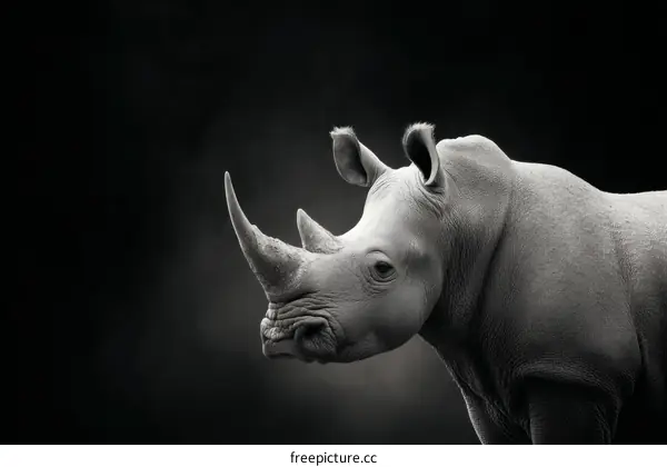 Powerful and Majestic Black and White Rhinoceros Portrait