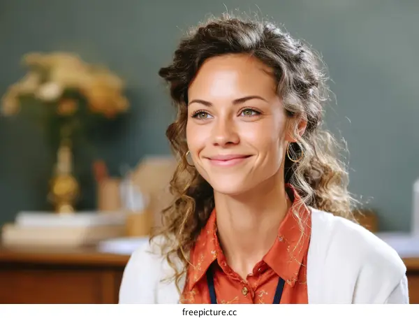 Smiling Caucasian Woman Portrait in Office Setting