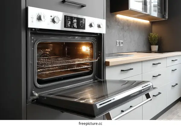 Modern Kitchen Oven Interior Open