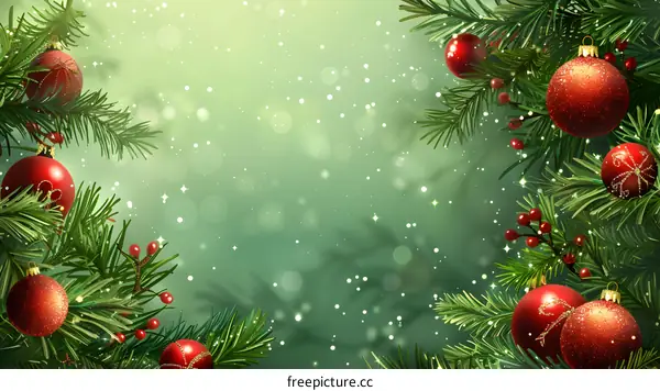 Christmas background with red and gold ornaments