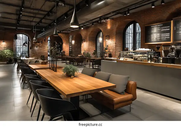 Modern Industrial Style Coffee Shop Interior