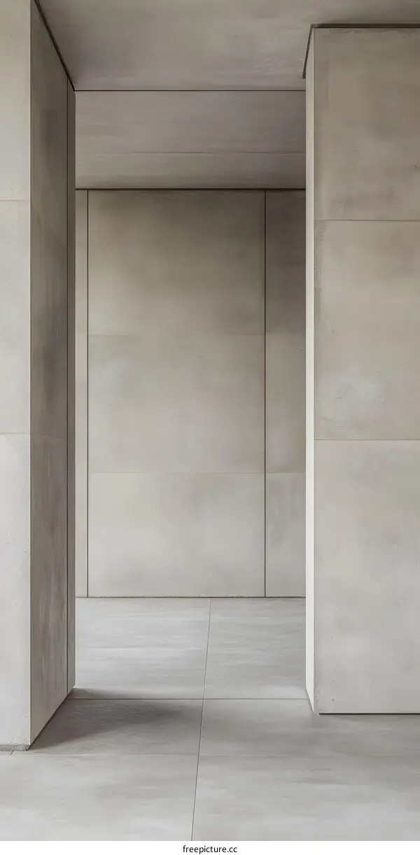 Modern Concrete Interior Design with Grey Walls and Minimalist Style