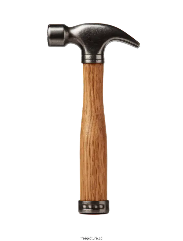 [Transparent Background PNG]Wooden Handle Hammer Tool Closeup