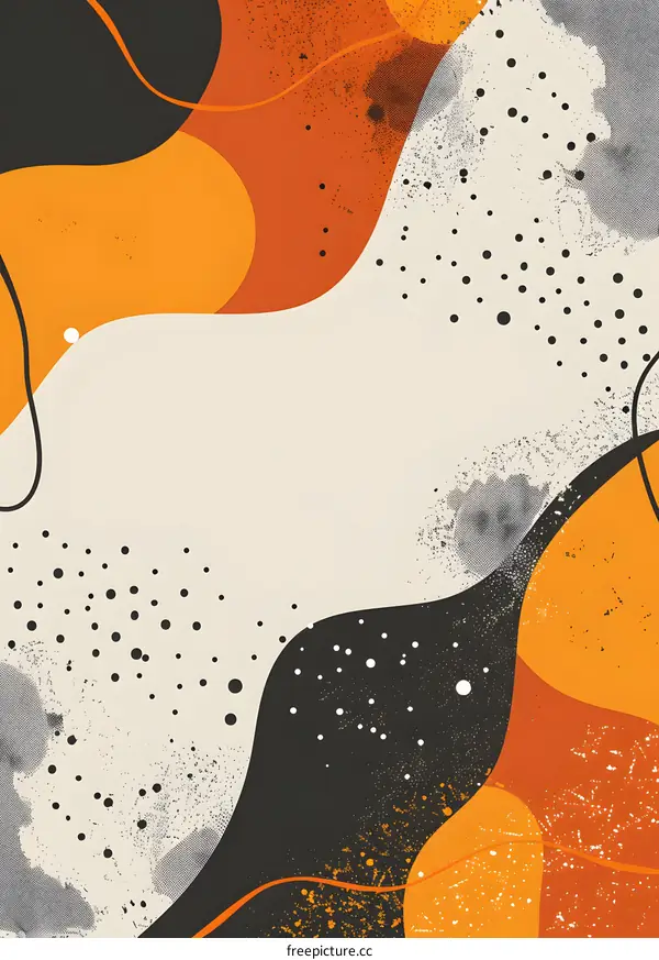 Abstract Art Background with Orange and Black Shapes