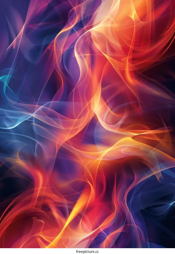 Abstract Colorful Flowing Flames Design