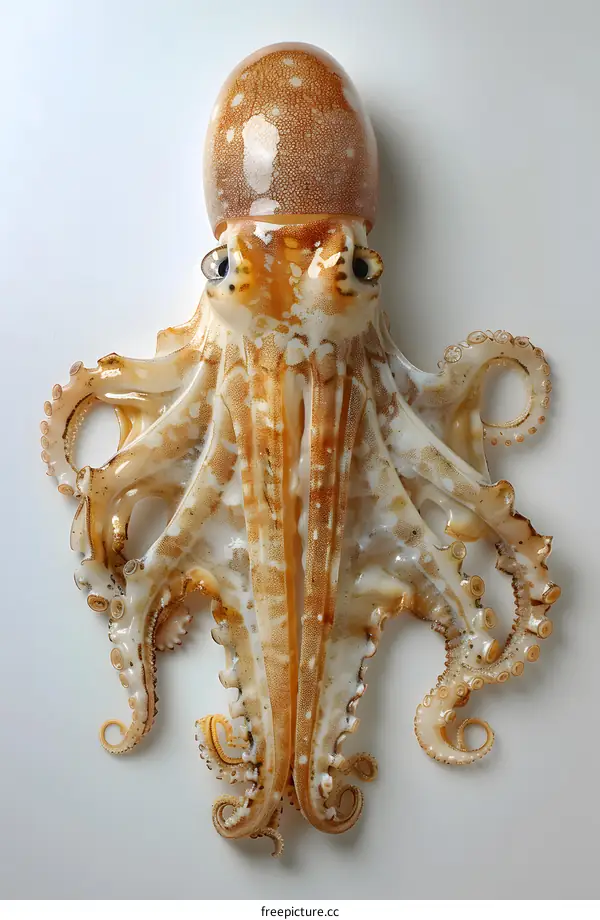 Freshly Caught Octopus on White Background