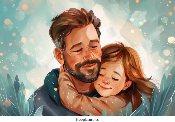 Father and daughter hugging each other with love and affection