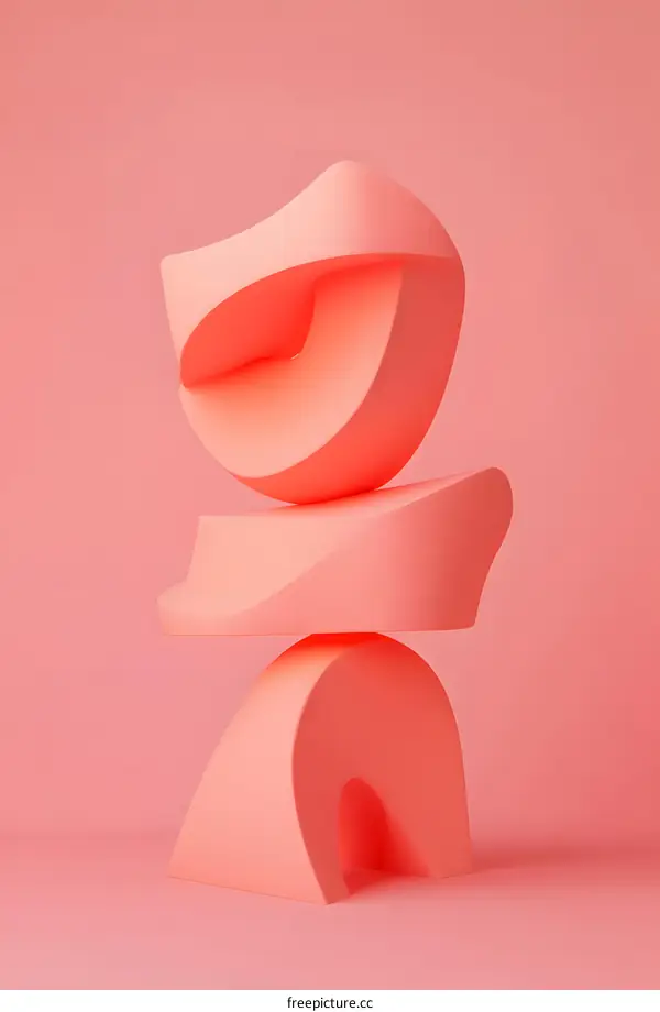 Abstract Pink 3D Shapes Minimalist Background