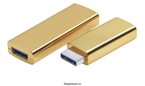 [Transparent Background PNG]Gold USB Flash Drive