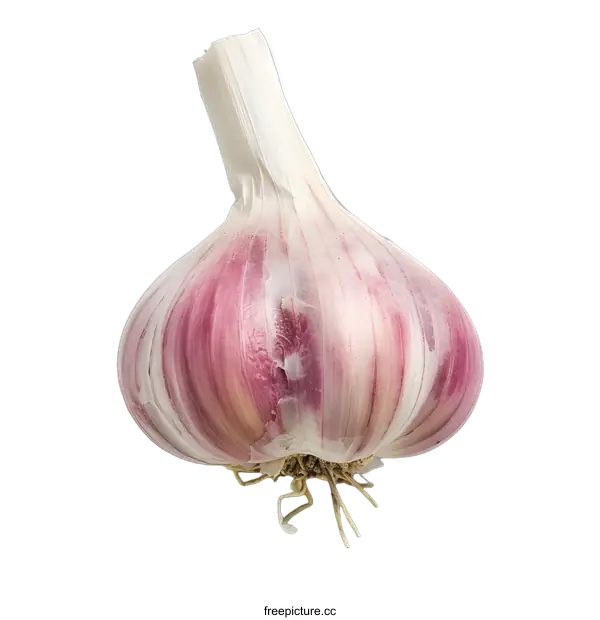 [Transparent Background PNG]Single Purple Garlic Cloves With Roots on White Background