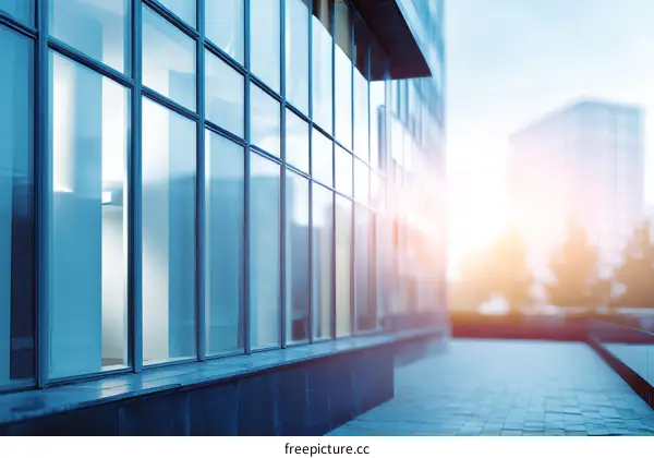 Modern Office Building Exterior with Glass Facade