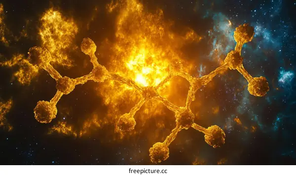 Abstract Illustration of Molecular Structure in Space