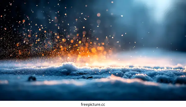 Winter Night Snow Sparkle Landscape