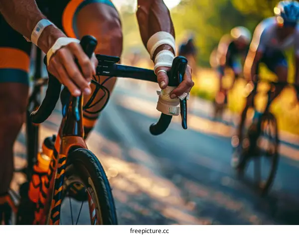Cyclists compete in a road cycling race