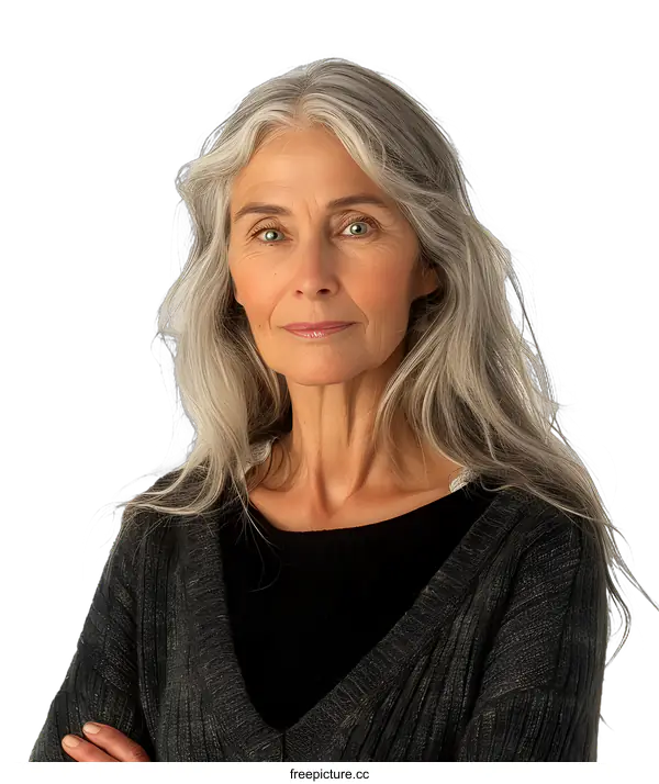 [Transparent Background PNG]portrait of a beautiful caucasian woman with long white hair