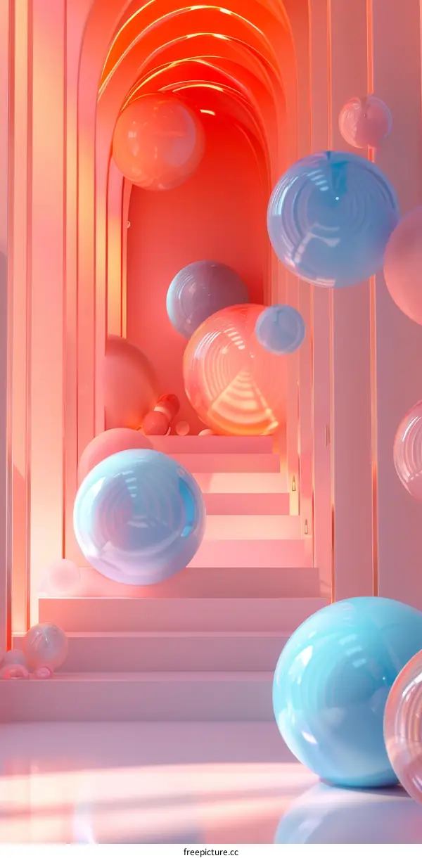 Abstract Colorful Geometric Sphere Corridor