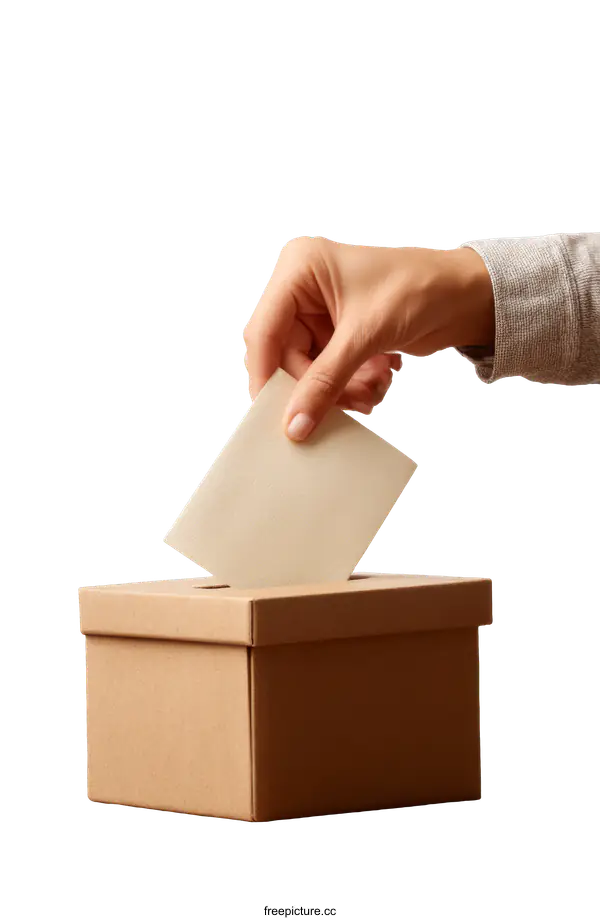 [Transparent Background PNG]Casting a Ballot into a Voting Box