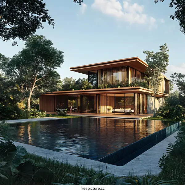 Modern Tropical Villa With Infinity Pool and Lush Greenery