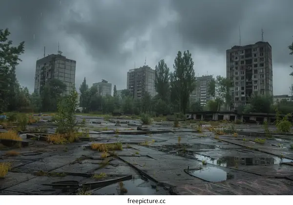 An abandoned and overgrown city