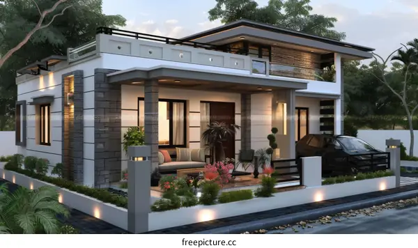 Modern House Exterior Design Illustration