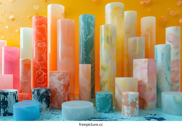 Colorful geometric shapes made of acrylic glass