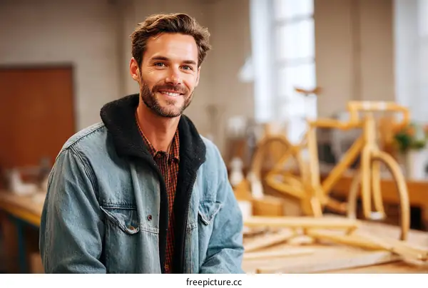 Smiling Craftsman in Workshop
