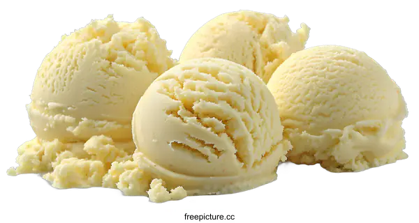 [Transparent Background PNG]Close Up of Vanilla Ice Cream Scoops