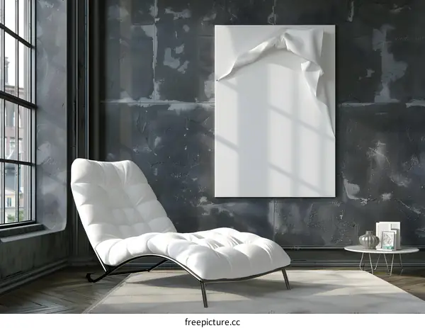 White Lounger Chair In Modern Loft Interior Design