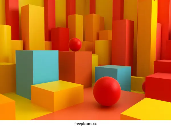 Abstract 3D Background With Colorful Shapes