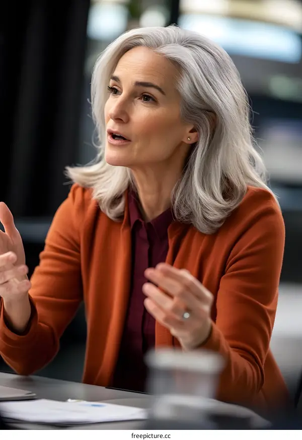 Professional Woman Giving a Presentation in a Business Meeting